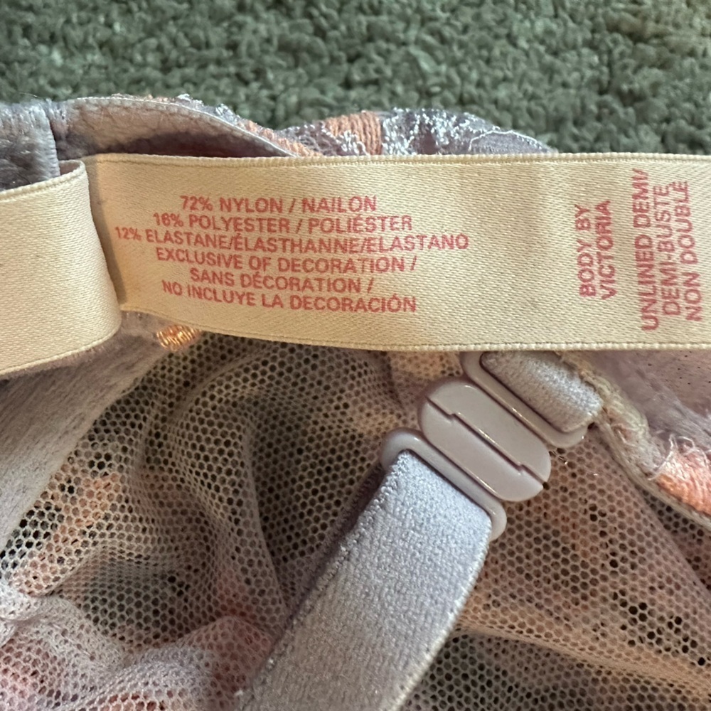 Victoria’s Secret Body By Victoria Floral Sheer Underwire Bralette 34C Lingerie - Picture 6 of 7